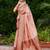 Peach woven silk blend paithani saree with blouse