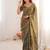 Mehndi Green Color Embroidered Beads Work Satin Saree