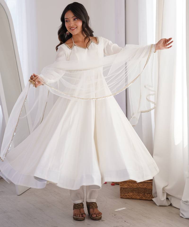 Designer anarkali suit with kurta pant dupatta for women