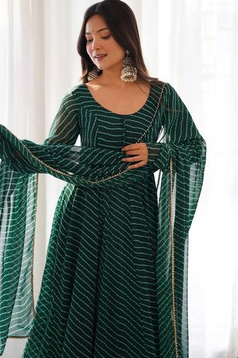 Designer anarkali suit with kurta pant dupatta for women