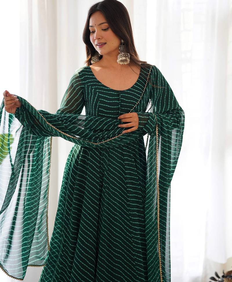 Designer anarkali suit with kurta pant dupatta for women