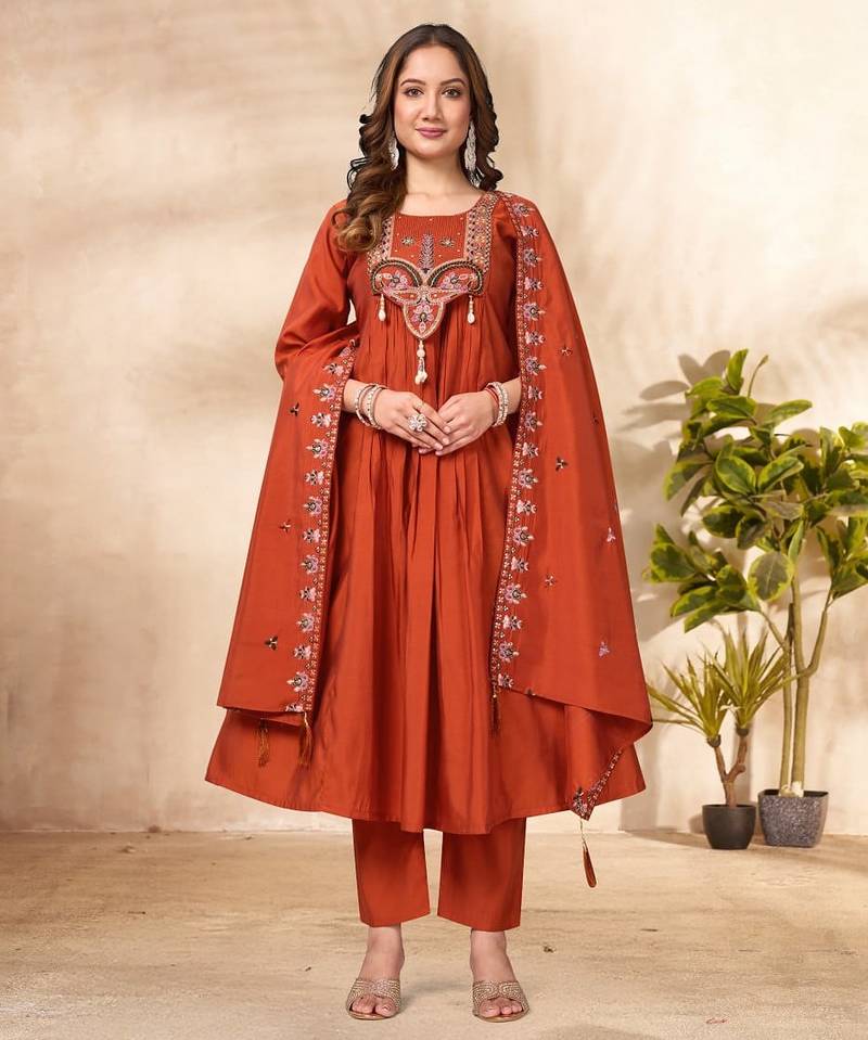Designer anarkali suit with kurta ,pant , dupatta for women