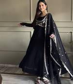 black georgette anarkali suit for festive and ethnic wear