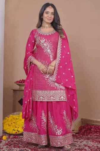 Designer sharara suit with kurta sharara dupatta for women