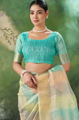 Blue Color Weaving Zari Work Cotton art silk saree