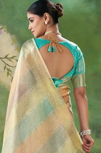 Blue Color Weaving Zari Work Cotton art silk saree