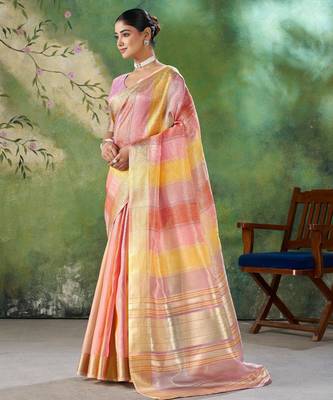 Lavender Color Weaving Zari Work Cotton art silk saree 1