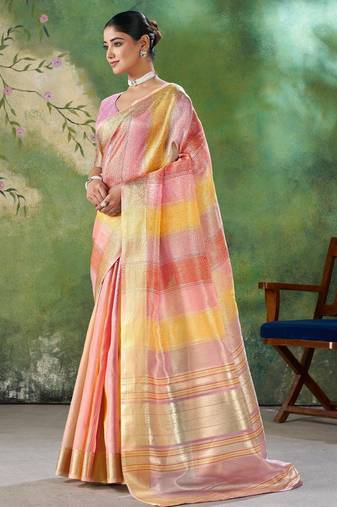 Lavender Color Weaving Zari Work Cotton Silk Saree