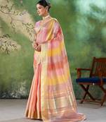 Lavender Color Weaving Zari Work Cotton Silk Saree