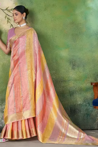Lavender Color Weaving Zari Work Cotton art silk saree