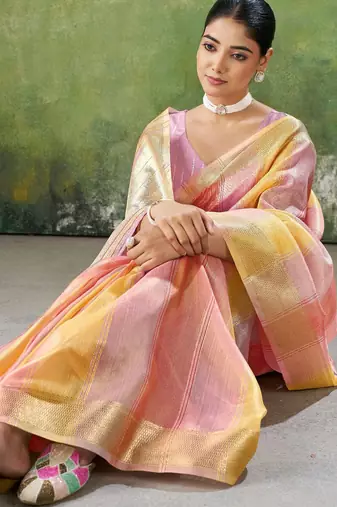 Lavender Color Weaving Zari Work Cotton art silk saree