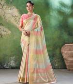 Pink Color Weaving Zari Work Cotton Silk Saree