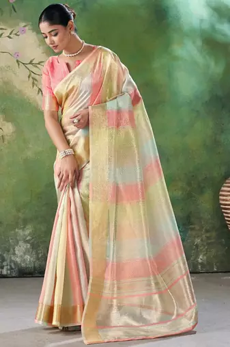Pink Color Weaving Zari Work Cotton art silk saree