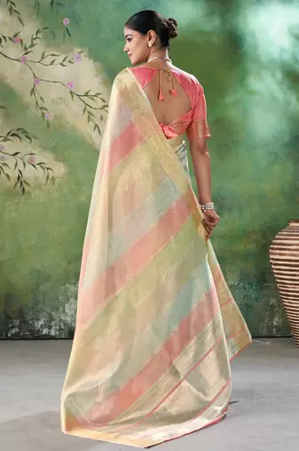 Pink Color Weaving Zari Work Cotton art silk saree