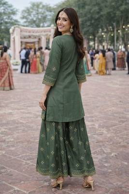 Green color beautiful and roman silk embroidered suit 2