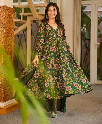 Green color beautiful and roman silk embroidered suit 4