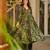 Green color beautiful and ethnic roman silk fabric designer embroidered suit