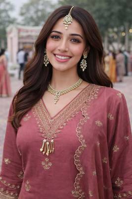 Maroon color beautiful and roman silk embroidered suit 3