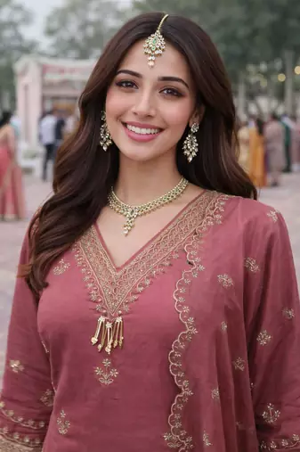 Maroon color beautiful and roman silk embroidered suit