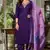 violet viscose rayon casual kurta set for women