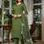 Green color smart and trendy viscose chanderi color casual kurta set