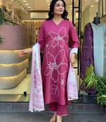 Pink color smart and trendy viscose chanderi color casual kurta set