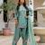 Sea green color japan satin fabric designer embroidery work ethnic ceremonial suit