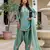 sea green japan satin embroidered kurta set for women