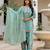 Sea green color japan satin fabric designer embroidery work ethnic ceremonial suit