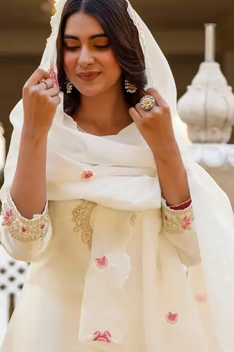 White color japan satin embroidery ceremonial suit