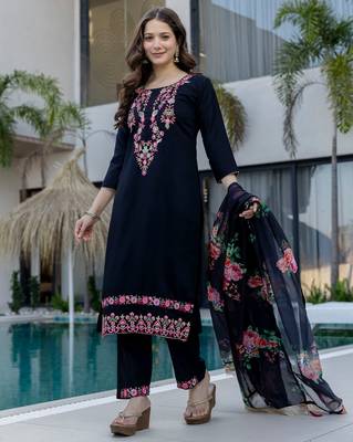 Blue color d chinon embroidery ceremonial suit 4