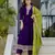 Purple color vichitra silk fabric designer embroidery work ethnic ceremonial suit