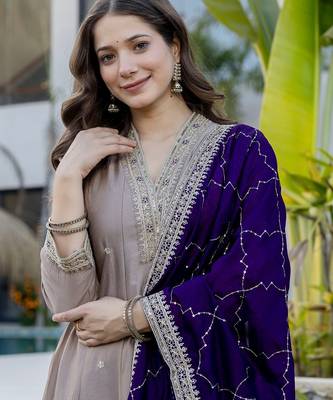 Grey color vichitra silk embroidery ceremonial suit 3