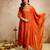 Orange color vichitra silk fabric beautiful embroidered ceremonial readymade kurta set