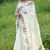 white silk blend embroidered wedding saree