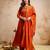 Orange color vichitra silk fabric beautiful embroidered ceremonial readymade kurta set
