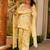 Yellow color cambric cotton fabric designer digital printed stylish girlie kurta set
