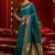 Teal blue woven paithani silk saree with blouse