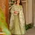 green designer printed cotton silk anarkali suit