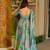 Blue color cotton silk fabric designer digital printed smart anarkali dress