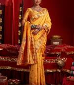 Yellow woven paithani silk saree with blouse