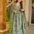Green color cotton silk fabric designer digital printed smart anarkali dress