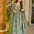 Green color cotton silk fabric designer digital printed smart anarkali dress