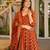 Rust color cotton silk fabric designer digital printed smart anarkali dress