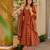 Rust color cotton silk fabric designer digital printed smart anarkali dress