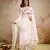 Off white color roman silk fabric designer embroidery work partywear suit