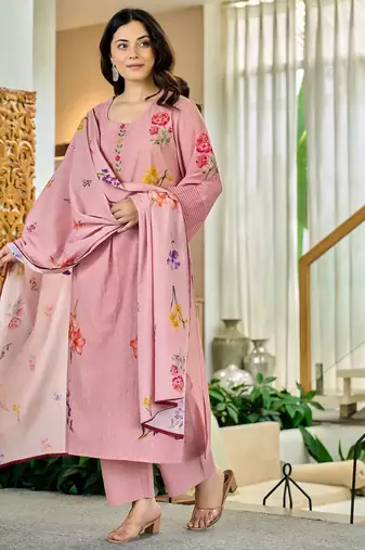 Pink color chandri butti printed partywear suit