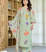 Pista color chandri butti fabric printed partywear suit