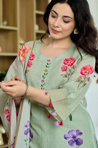 Pista color chandri butti printed partywear suit