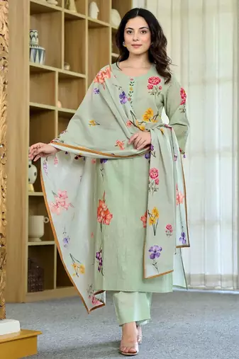 Pista color chandri butti printed partywear suit